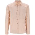 Simms Stone Cold LS Shirt - Men's shown in a light orange and white small checkered pattern, long-sleeve button-up style with a front chest pocket, designed for fishing and outdoor activities.