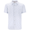 Simms Stone Cold SS Shirt - Men's, short-sleeve white fishing shirt with subtle all-over small pattern, button-front, and chest pockets designed for comfort and functionality.