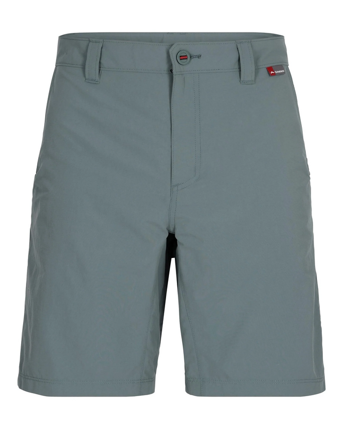 Simms Superlight Short - Men's in muted green, lightweight fishing shorts with belt loops, front button closure, and side pockets, designed for comfort and durability during fishing activities.