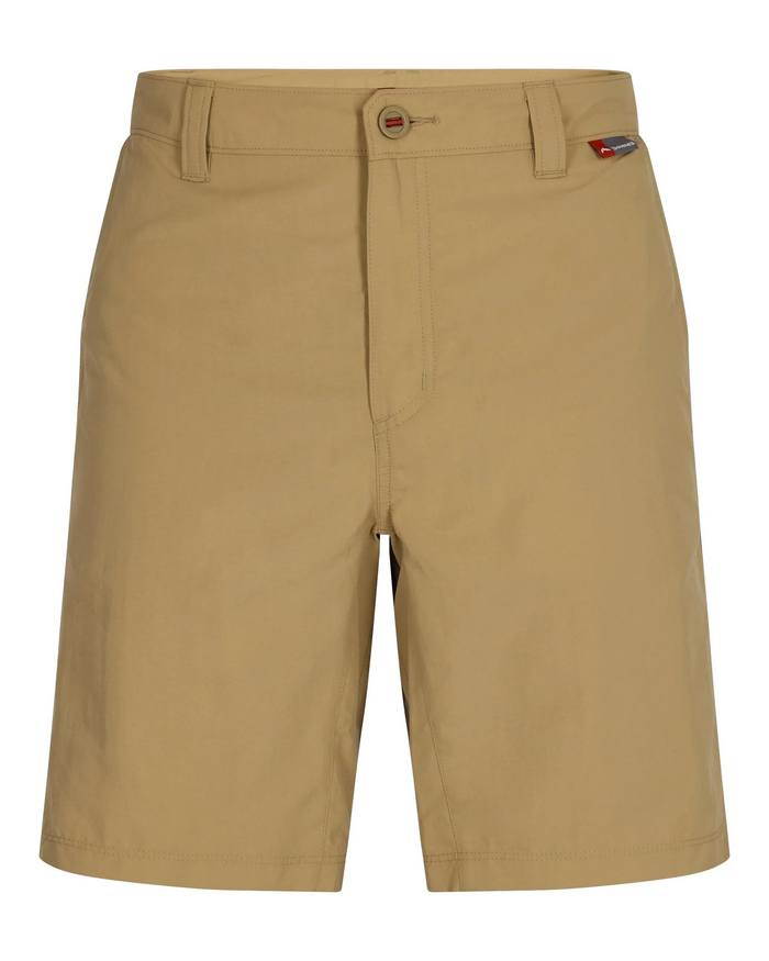 Simms Superlight Short - Men's in tan color, lightweight and designed for comfort with a button closure and belt loops, suitable for fishing and outdoor activities.