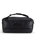 Simms Tailwind Duffel 80L in black with durable, water-resistant material, featuring multiple zippered compartments and padded carry handles for fishing tackle and gear storage.