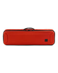 Simms Tailwind Rod & Reel Vault in bright orange with a sturdy handle and zipper closure, designed for secure storage and transport of fishing rods and reels.
