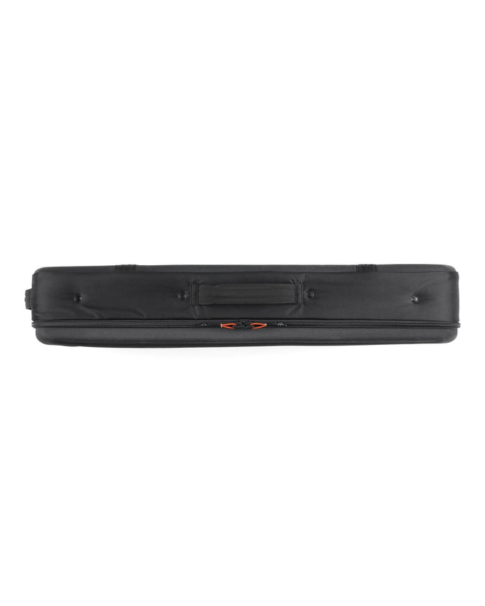 Simms Tailwind Rod & Reel Vault in black, designed for secure storage and transport of fishing rods and reels with a sturdy handle and zipper closure.
