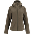 Simms Tamarack Hoody - Women's is an olive green, lightweight, hooded jacket with a front zipper and a vertical zippered chest pocket, designed for outdoor fishing activities.