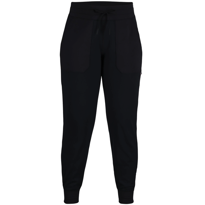 Simms Thermal Joggers - Women's in black, soft insulated fabric with an adjustable drawstring waistband and front patch pockets designed for warmth and comfort.