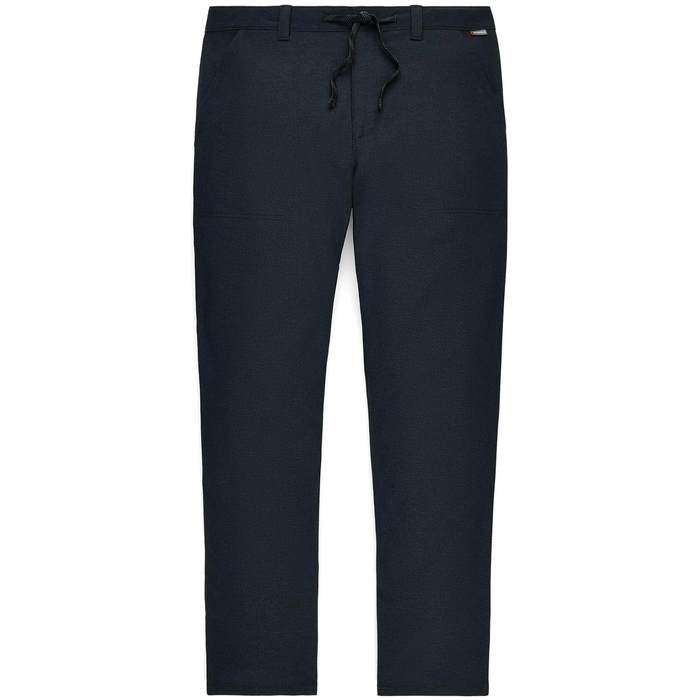 Simms Wanaka Pants - Men's in dark navy blue with a straight-leg fit, elastic waistband with drawstring, and front pockets, designed for comfort and outdoor fishing activities.