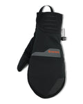 Simms Windstopper Foldover Mitt in black with gray accents, featuring a foldover design for versatile use, durable material, and a loop for easy hanging, ideal for fishing tackle protection.