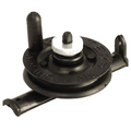 Black plastic Slaters Pole Reel fishing tackle component with a central silver adjustment knob and curved arms for attachment, designed for use with fishing rods and reels.