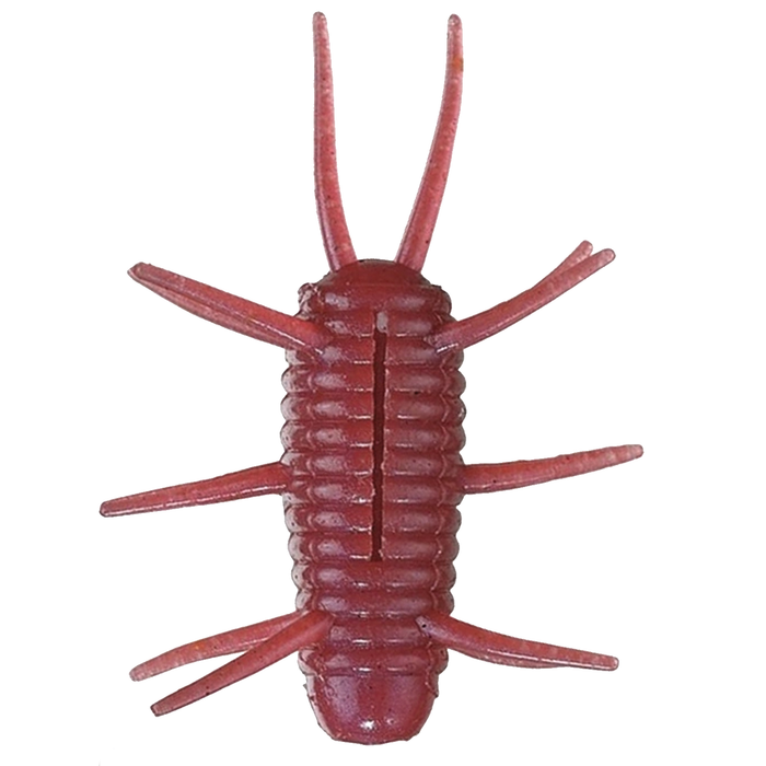 Smith Sink Spider soft fishing lure in dark red with segmented body and multiple flexible legs designed to attract muskies.