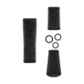 Set of black Spinning Rod Grip Kits including textured front and rear grips with a geometric pattern and three circular grip rings designed for fishing rods.