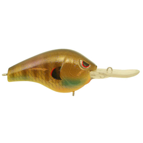 SPRO Fat Papa 55 Crankbait in a golden-brown fish pattern with red eyes and a clear plastic lip designed for fishing tackle and lure enthusiasts.