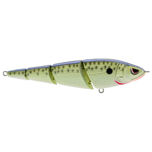 SPRO Sashimmy Swimmer 105 multi-jointed fishing lure designed to mimic a small fish with realistic patterns and colors, ideal for musky fishing tackle.