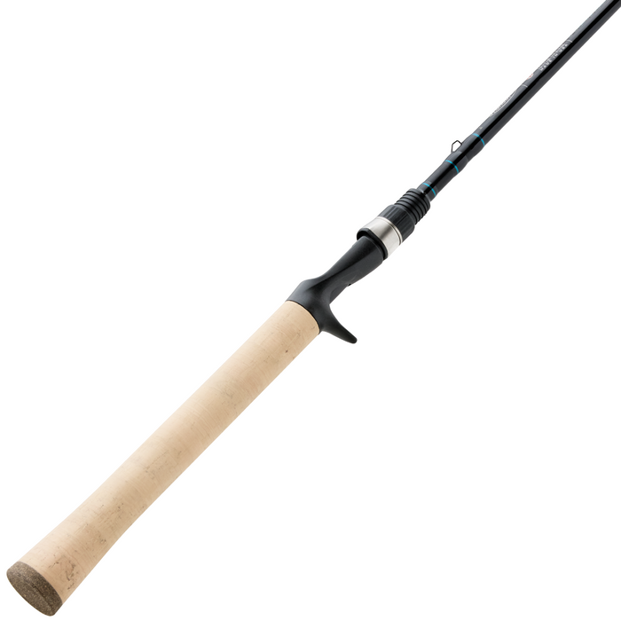 St. Croix Premier - Casting (New 2026) fishing rod with a light wood handle, black reel seat, and sleek black rod blank designed for precision casting and durability.