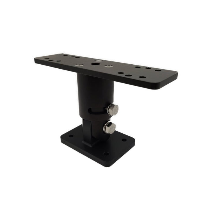 Stabil-Mount Classic 4" Black Electronics Mount SMC4B showing a black metal mounting bracket with multiple holes and two tightening bolts, designed for secure marine electronics installation.