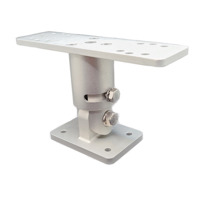 Stabil-Mount Classic 4" Silver Electronics Mount SMC4S, a durable silver metal mount with adjustable bolts and multiple holes for secure attachment of marine electronics or fishing tackle gear.
