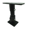 Stabil-Mount Elite 8" Black Electronics Mount SME8B" is a sturdy black metal mount with adjustable height and a flat top plate featuring multiple holes for secure attachment of marine electronics.