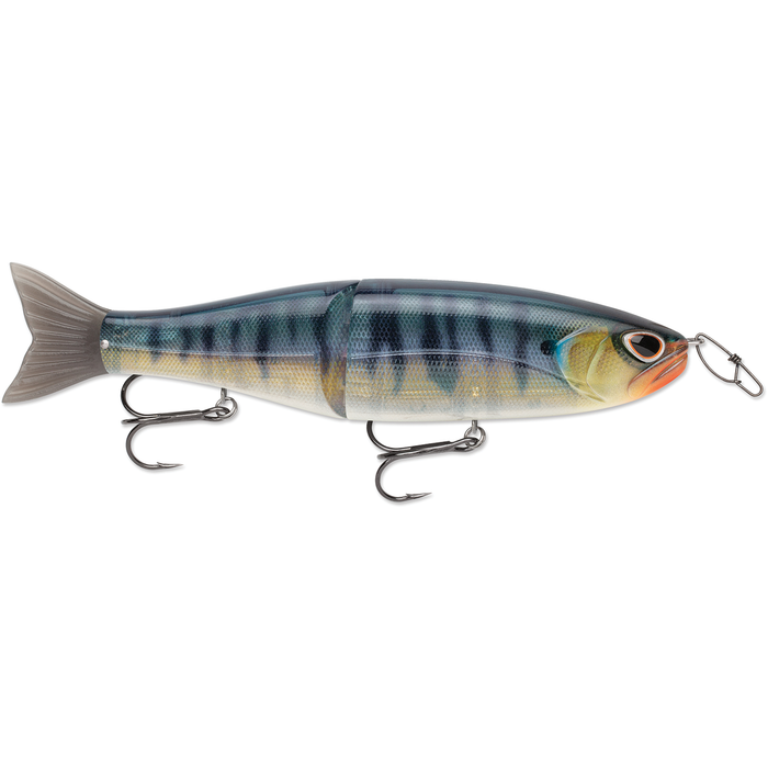 Storm Arashi Glide 19 fishing lure with lifelike segmented body in natural fish colors, featuring two treble hooks designed for effective fishing tackle use.