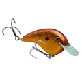 Strike King Chick Magnet Flat Sided Crankbait fishing lure in metallic orange with scale pattern, two treble hooks, and a translucent diving lip, designed for effective fishing tackle use.