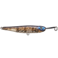 Strike King Evader fishing lure designed with a streamlined, translucent body showcasing internal components and a blue head, ideal for musky and freshwater fishing.