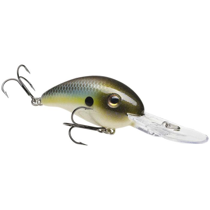 Strike King HC3XD fishing lure with a realistic shad pattern, two sharp treble hooks, and a clear, extended diving lip for deep water fishing.