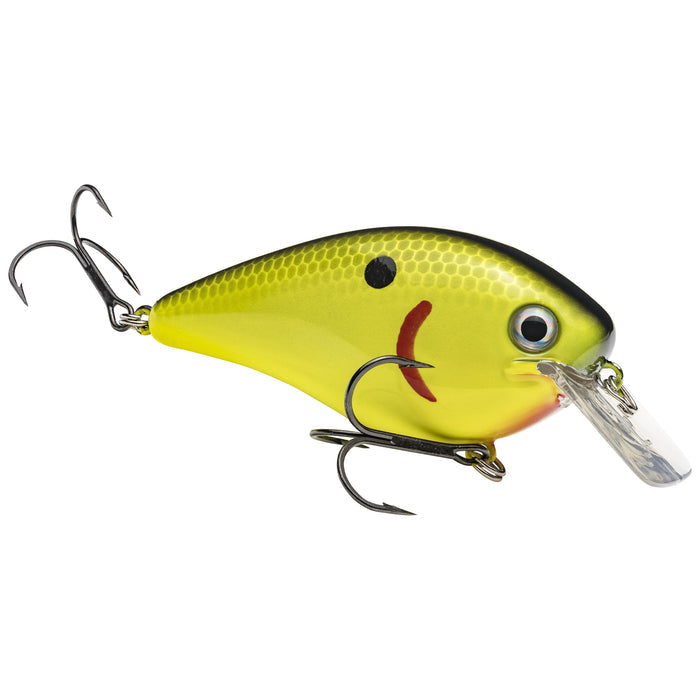 Strike King KVD 4.0 Magnum Squarebill Crankbait fishing lure in yellow and black with two treble hooks and a clear diving lip designed for freshwater fishing tackle.