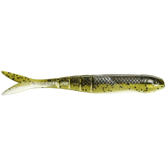 Strike King KVD Perfect Plastics Blade Minnow fishing lure in green pumpkin with pearl belly, designed to mimic a small baitfish for effective fishing tackle use.