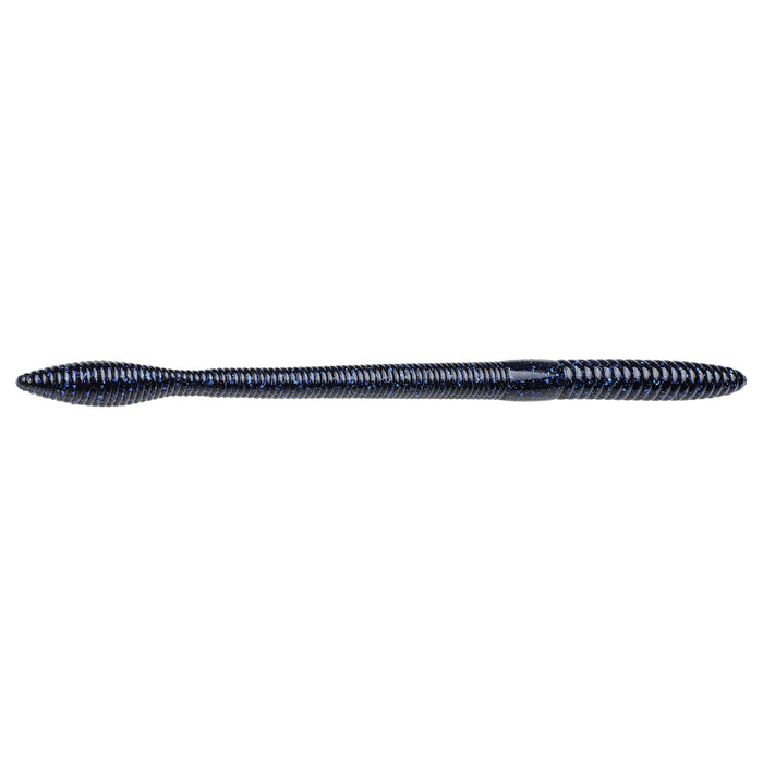 Strike King KVD Perfect Plastics OPT Bullworm 10" soft plastic fishing lure in dark blue with subtle black flecks, designed for effective fishing tackle use.