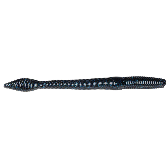 Strike King KVD Perfect Plastics OPT Bullworm 8" soft plastic fishing lure in black with blue flakes, designed for finesse fishing tackle use.