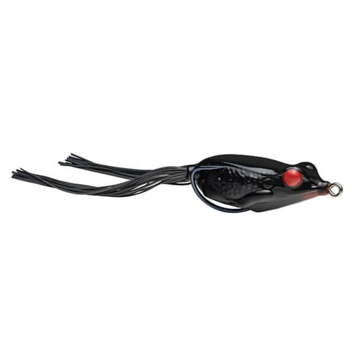 Strike King KVD Sexy Frog fishing lure in black with red eyes, designed as a soft-bodied hollow frog perfect for fishing tackle enthusiasts.