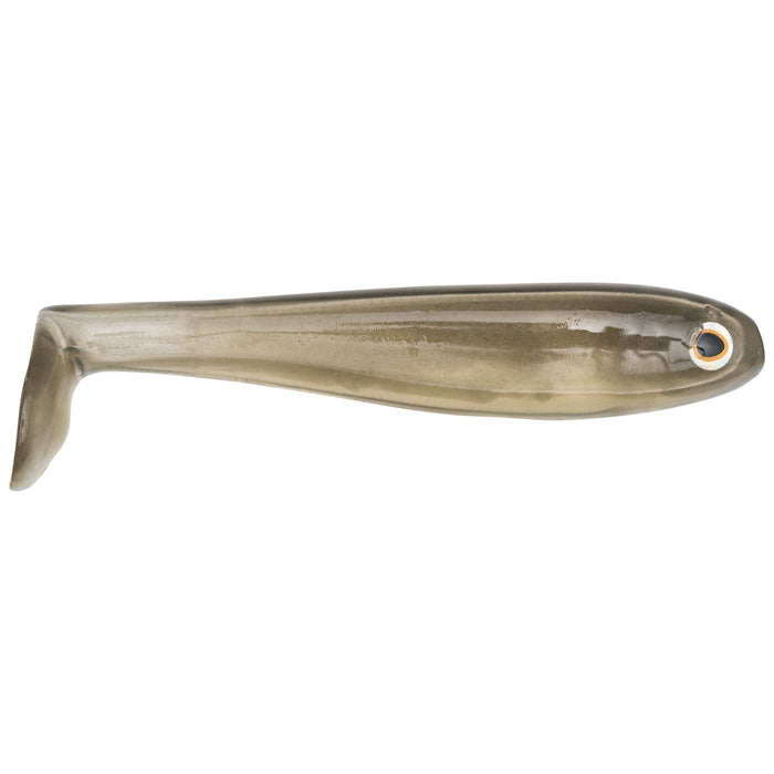 Strike King Shadalicious Swimbait in natural fish color with lifelike eyes and paddle tail, designed for fishing tackle and effective water movement.