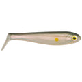 Strike King Shadalicious Swimbait in natural ayu color, soft plastic fishing lure designed to mimic a small baitfish with realistic eyes and a paddle tail for lifelike movement.