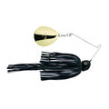 Strike King Tour Grade Night Spinnerbait featuring a black skirted body with a shiny gold spinner blade, designed for effective fishing tackle use.