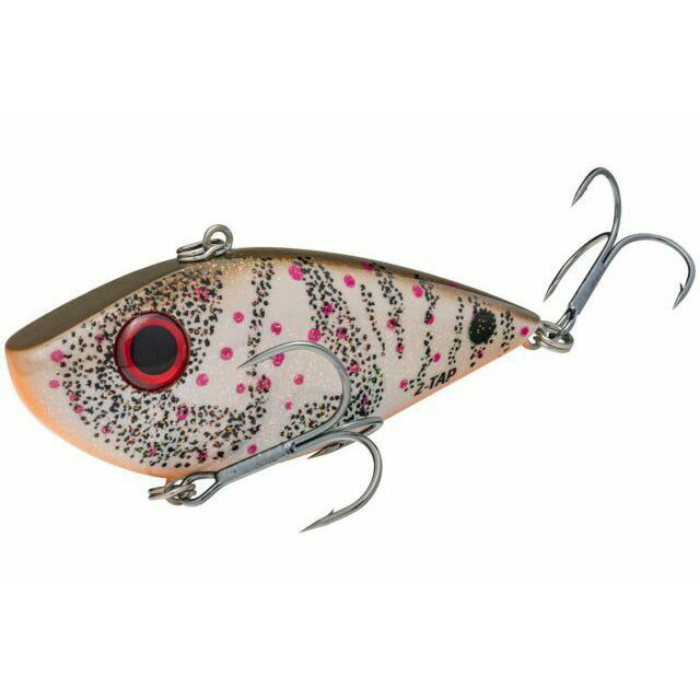 Strike King Tungsten 2-Tap Red Eyed Shad Lipless Crankbait fishing lure with detailed natural shad pattern, red eyes, and two sharp treble hooks for effective fishing tackle.