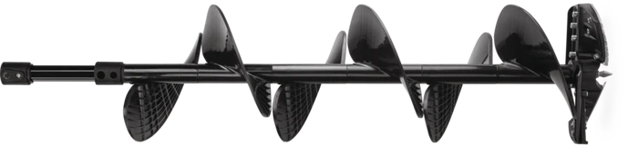 Strikemaster 10" Lite-Flite Lazer Auger Flite in black metal with multiple spiral blades designed for efficient ice fishing hole drilling.