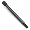Black metal Strikemaster Maven Auger Extension designed for fishing tackle, featuring a cylindrical shape with mounting holes on both ends for secure attachment.