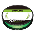 Spool of Sunline Xplasma Asegai bright green fishing line in black and green packaging, designed for high-performance fishing tackle use.