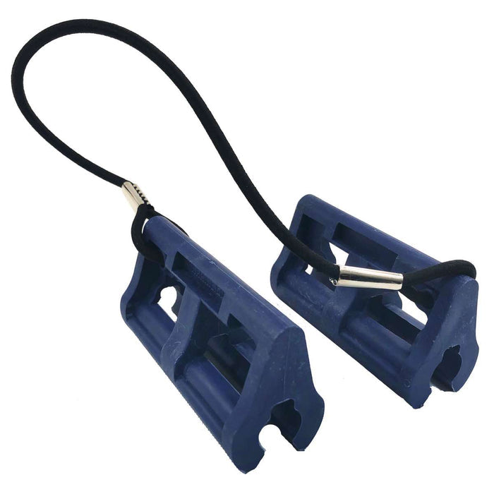 T-H Marine Steer Stop Outboard Hydraulic Steering Lock in dark blue plastic with a black cord, designed to secure outboard hydraulic steering systems for fishing boats.