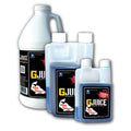 Bottles of T-H Marine U28-FW G-Juice Livewell Treatment, Freshwater - 8 oz, a clear blue liquid solution for maintaining clean freshwater livewells, displayed in various sizes.