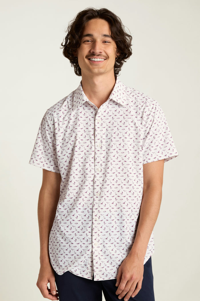 Tech Short Sleeve Shirt - white dino 3d glasses