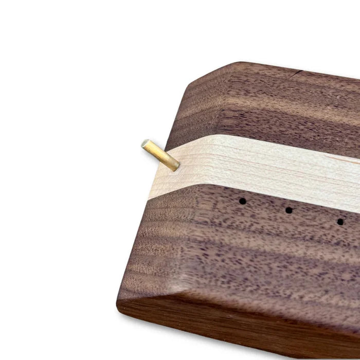 Temperance & Penn Clark's Dubbing Block featuring a polished wooden base with a brass dowel for easy thread removal, designed for fly fishing tackle preparation.