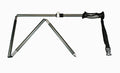 Teton Locking Wading Staff made of metal with a textured black grip handle, foldable design for easy transport, and an adjustable wrist strap for secure fishing use.