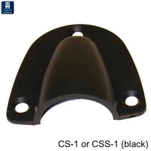 TH Marine Clam Shells black plastic mounting bracket with three screw holes designed for securing marine electronics or fishing tackle accessories.