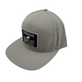 Thorne Bros Fly Fishing Logo Richardson 169 Cannon Cap Grey featuring a structured grey design with perforated breathable panels and a black embroidered patch logo, ideal for fishing enthusiasts.