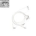 Thorne Brothers Leaders fishing leaders with clear, durable monofilament line and multiple metal clips and swivels for secure attachment, ideal for musky fishing tackle.