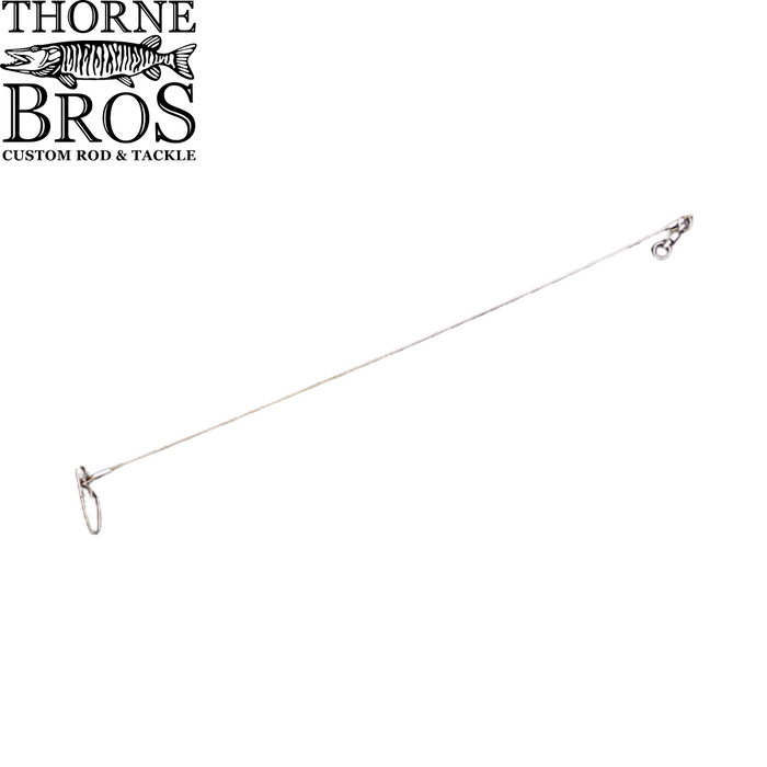 Thorne Brothers Leaders fishing tackle leader made of strong, thin wire with looped and ring ends, designed for durability and smooth attachment to fishing rods and lures.