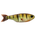 Throwback Swimbaits Metro Glide fishing lure designed to mimic a small fish with segmented body and realistic yellow-green scales for effective fishing tackle.