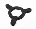 TKI Base Nut Wrench 611-0624-02, black three-pronged tool with a hexagonal center designed for tightening or loosening fishing tackle components.