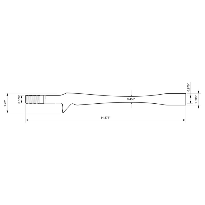 Technical drawing of the Tsuka 2 Carbon Handle for Casting Rods showing detailed measurements and design dimensions for precision fishing rod customization.
