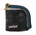 Umpqua Northfork Tippet/Head Pouch in black mesh with blue trim and zipper closure, designed for organizing fishing tackle and fly fishing materials.