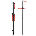 Two views of a black and red Vexilar Vision Ice Pole (For Live-Imaging Sonar Systems), designed for fishing with adjustable components and sturdy construction for marine electronics use.